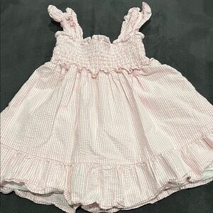 Janie and Jack Pastel Pink and White Striped Seersucker Dress